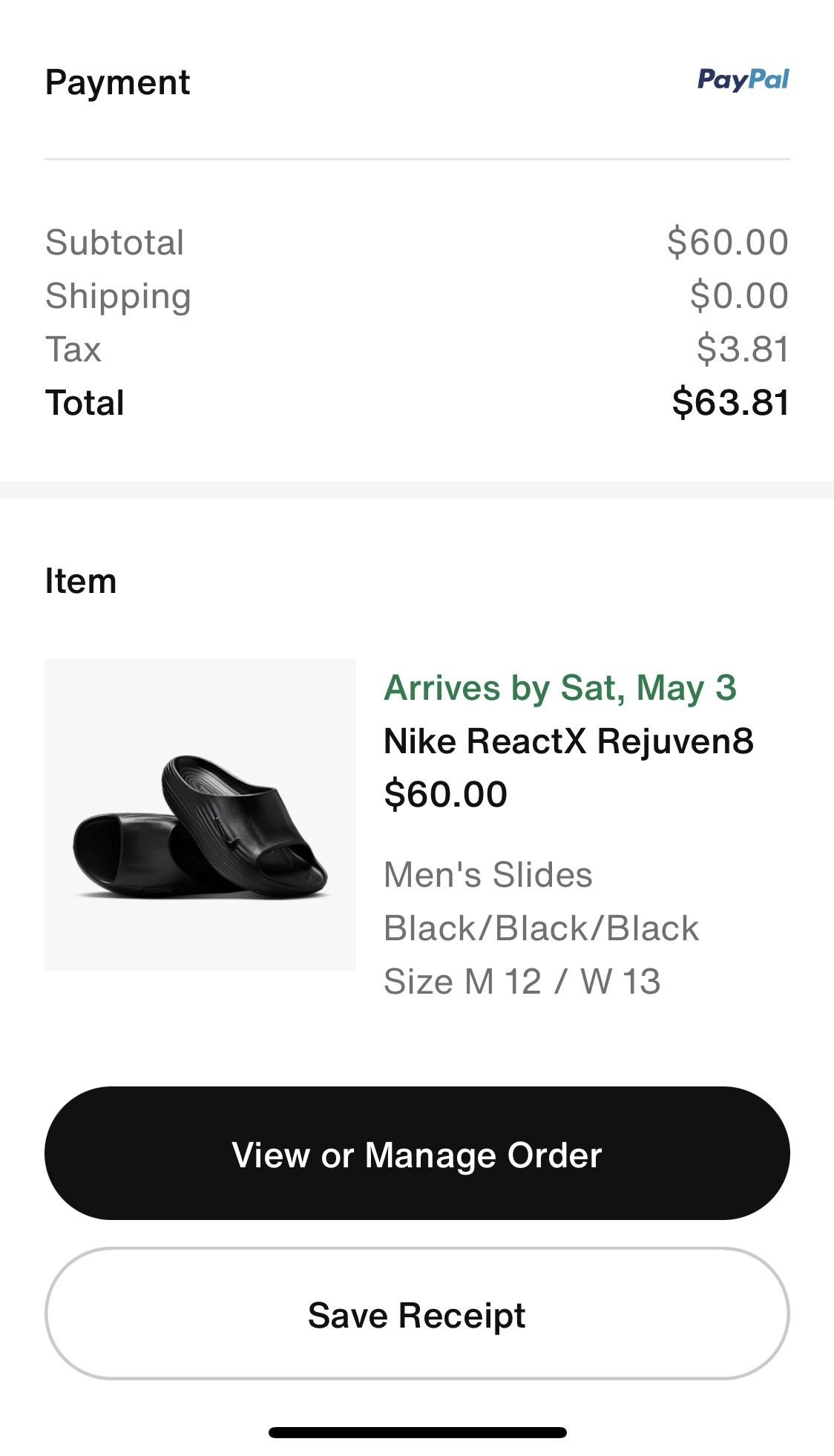 Nike ReactX Rejuven8 Black Slides