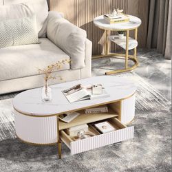 Modern White Fluted Coffee Table