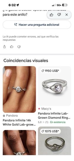 Anillo de compromiso está nuevo comprado en Pandora sólo que ya no tengo el recibo