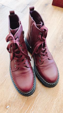 Women’s Burgundy Combat Boots – Size 7– Brand New