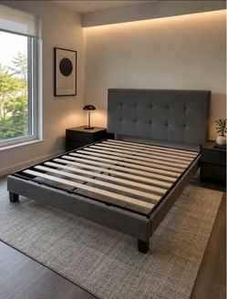 Queen Upholstered Platform Bed Frame