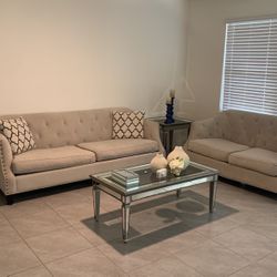 Living Room Set 2 Couches 3 Tables