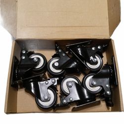 2in. Caster Wheels, Heavy Duty Wheels With Brake Set Of 6
