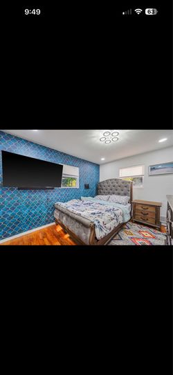 Bed , dresser, side table
