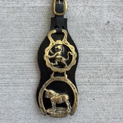 Vintage Leather Horse Harness Decoration with Brass Medallions – Suffolk Punch