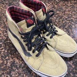Vans Sk8 Hi Tan/flannel Inside Size 9.5