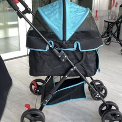 Swift Pet Stroller In Black And Blue For Dogs, Cats And Small Animals Up To 45 Pounds