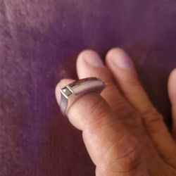 Vintage 70'S 925 Earth Tone Inlay Women's Ring 