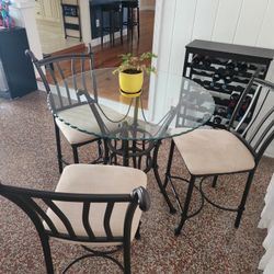 Glass Table Top Dining Table w/  Chairs – 36" High