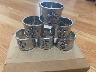 Set of 6 Fleur De Lis Napkin Rings