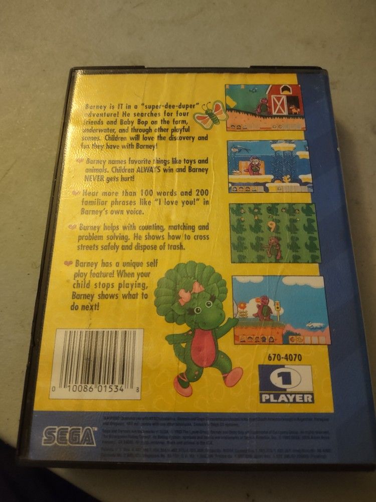 BARNEY HIDE AND SEEK Game Sega Genesis Complete With Box TESTED 10086015348