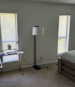 Contemporary Metal 62in Floor Lamp with on/off Foot Switch, Black