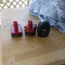 2 Bosch and 1 Black and Decker Battery