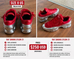 Raf Simons Cylon-21 Red/Silver – Size 8 US – Great Condition