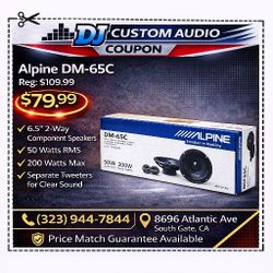 Alpine DM-65C Car Speakers 1 Set 6 1/2" Component Speaker System 200 Watts 🚨 Payment Options Available 🚨 No Credit Needed 🚨 