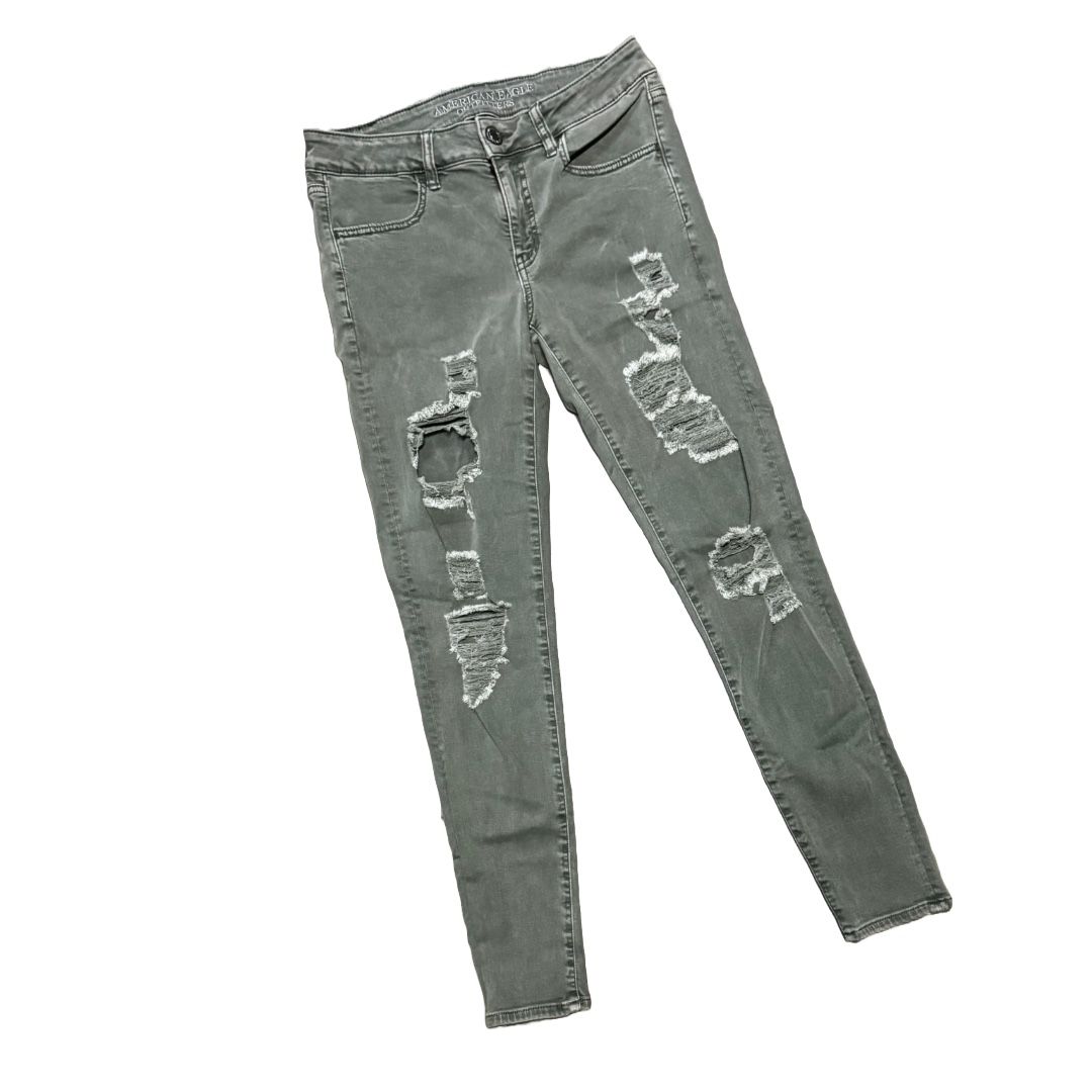 American Eagle Distressed Olive Color Jeans