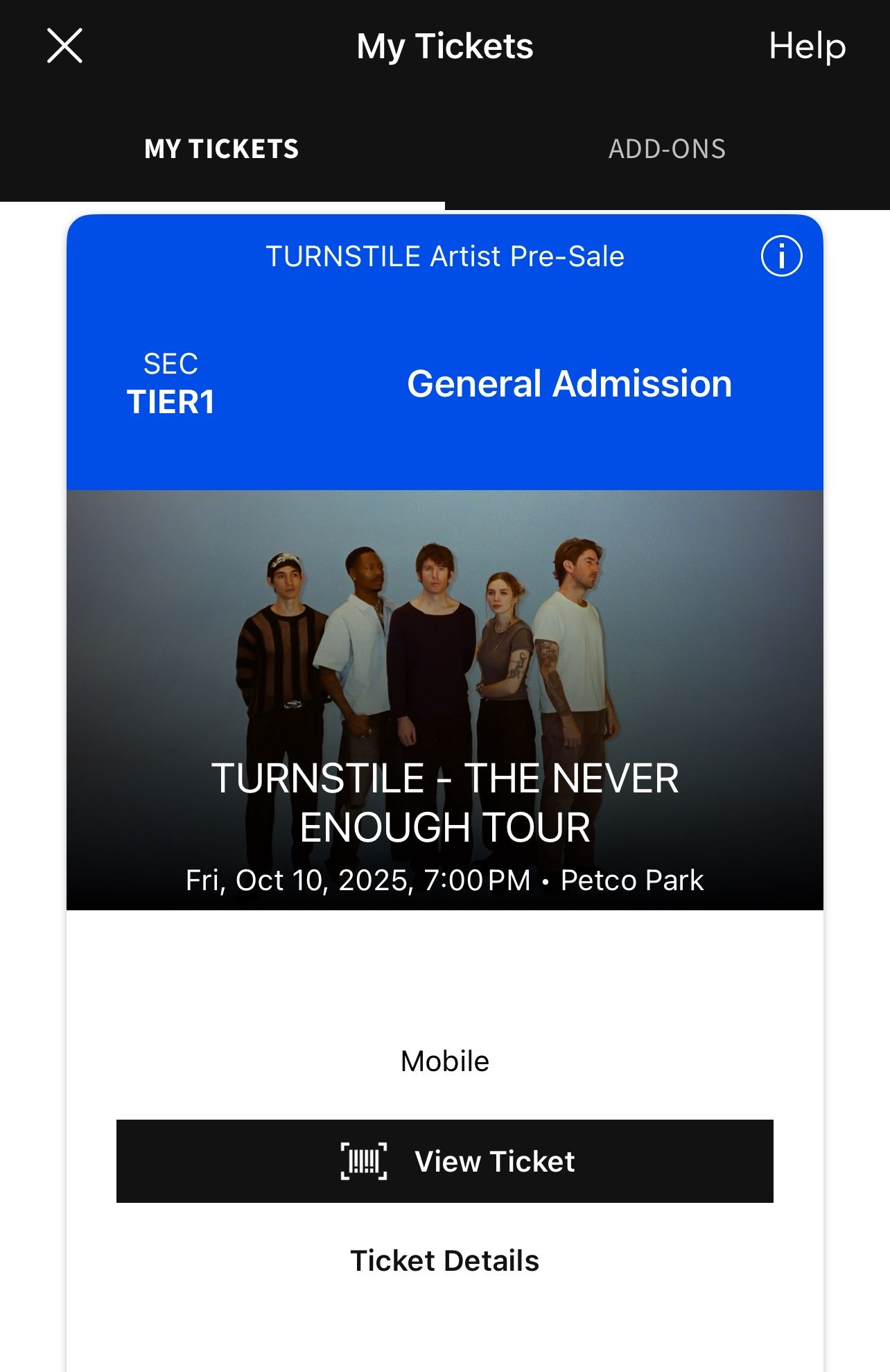 1 GA To Turnstile