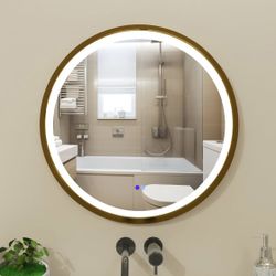 Gold LED bathroom Mirror 28x28