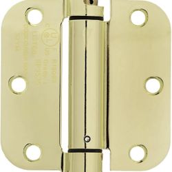Self-Closing Door Hinge, 3.5 Inch x 3.5 Inch, 1 Piece, Polished Brass-pack of 9
