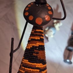 African Art Decor Metal Candle Holders   3 Pcs  