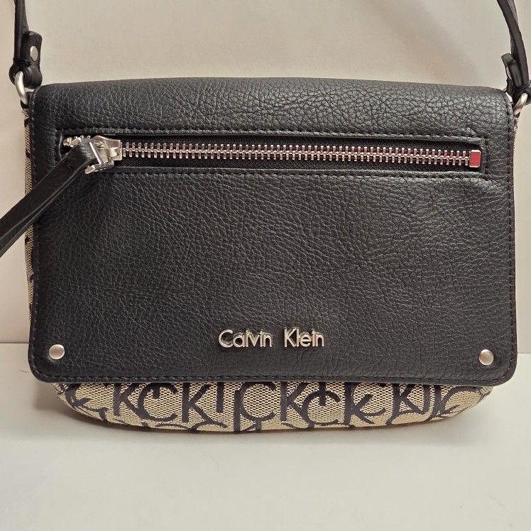 Calvin Klein Brown Handbag Logo Clutch Small Purse Mini Bag 8x6 Inches