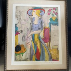 Portrait of a woman by Linda Le Kinff-99/350-framed & matted 23.5x28