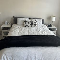 Queen Bed Set - Mattress, Frame, and Bedding