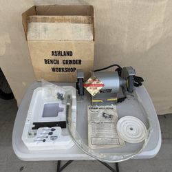 (New) Ashland 1780 Bench Grinder with Coarse and Fine Wheels, attachable wand