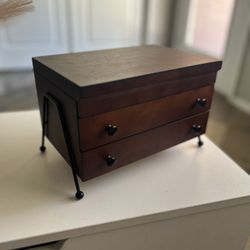 Wooden Jewelry Box Organized With Mirrors And Drawers
