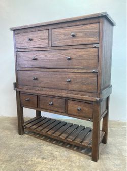 Rustic-Style Dark Wood Chest of Drawers