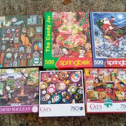 Lot Of 9 Jigsaw Puzzles Cats,Dogs