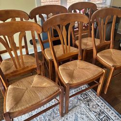 6 Wood Woven Chairs $50 For All 6 Chairs