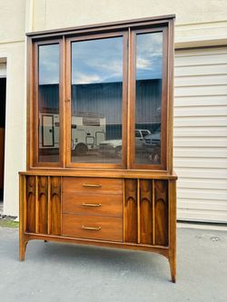 Highboy Hutch With Buffet and Display Storage in the Style of Kent Coffey Perspecta Series