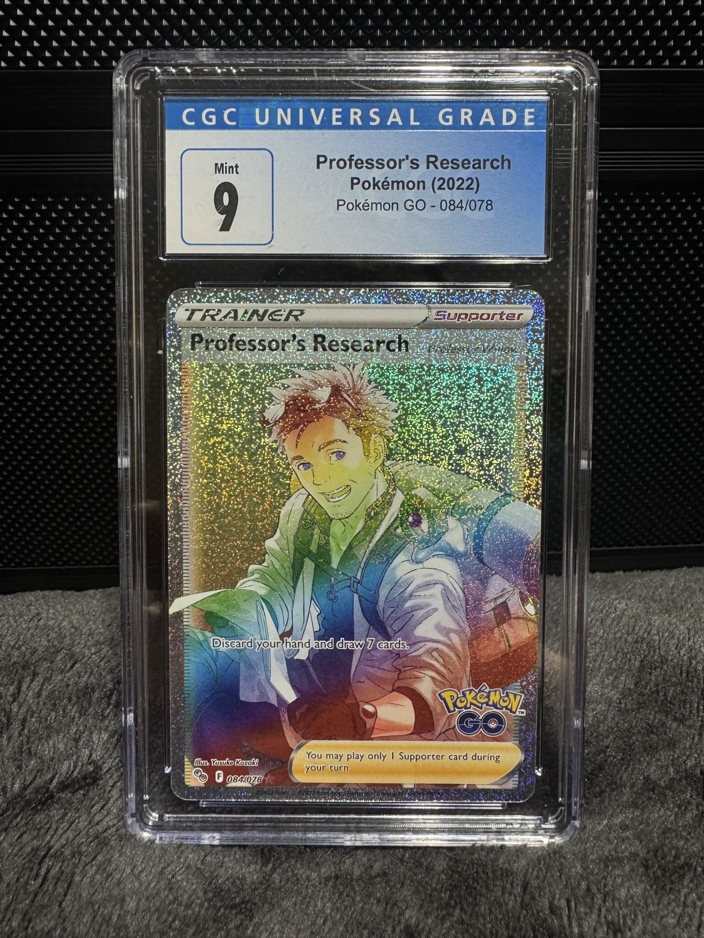 Professor’s Research – Pokémon GO #084/078 – CGC Mint 9 | Full Art Rainbow Rare Trainer