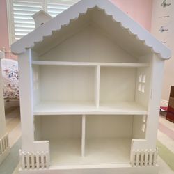 Two Solid Wood White Dollhouse Bookshelves Or Bookcases 