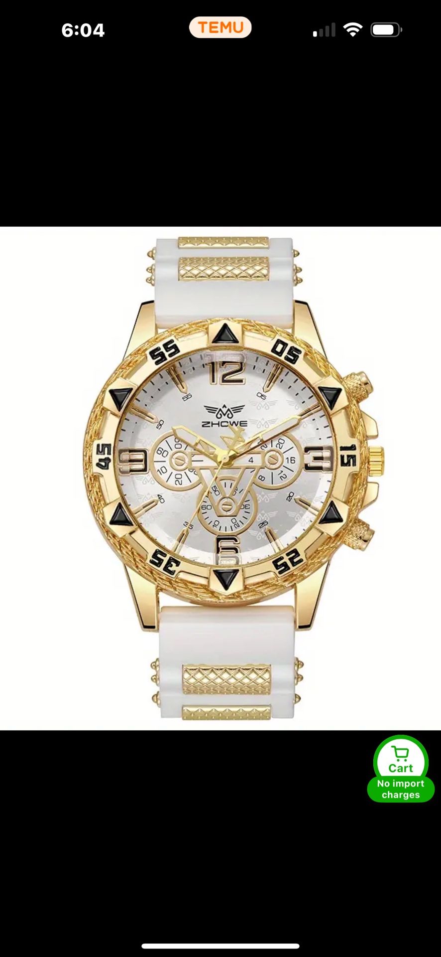 New Mens White Gold Tone Fashion Watch Valentines Gift