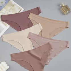  Size M , L Available 5pcs Seamless Bikini Panties, Comfy & Breathable Stretchy Intimates Panties, Women's Lingerie & Underwear