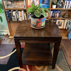 Elegant Dark Wood Side Table with Lower Shelf