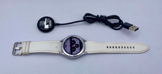 Samsung Galaxy Watch4 Classic 42mm SM-R880 Silver White Band w/ Charger