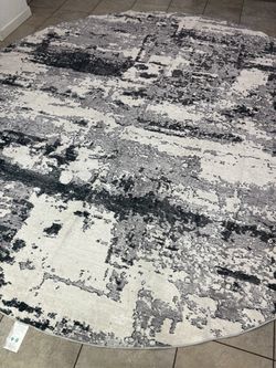 Abstract style 12x12 round washable area rug