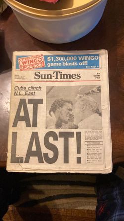 Cubs 1984 Pennant Clinching Newspaper