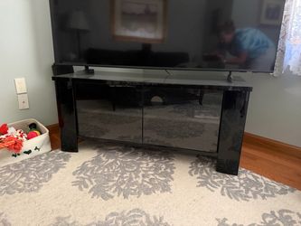 Black TV Stand with Glass Doors