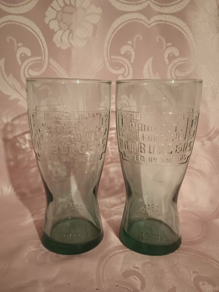 Vintage McDonald's 15 Cent Hamburger Green Glasses
