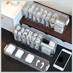 Desktop Data Cable Storage Box Large Capacity Charger Wire Organizer uses for Headphone and Cable Management Set  4 