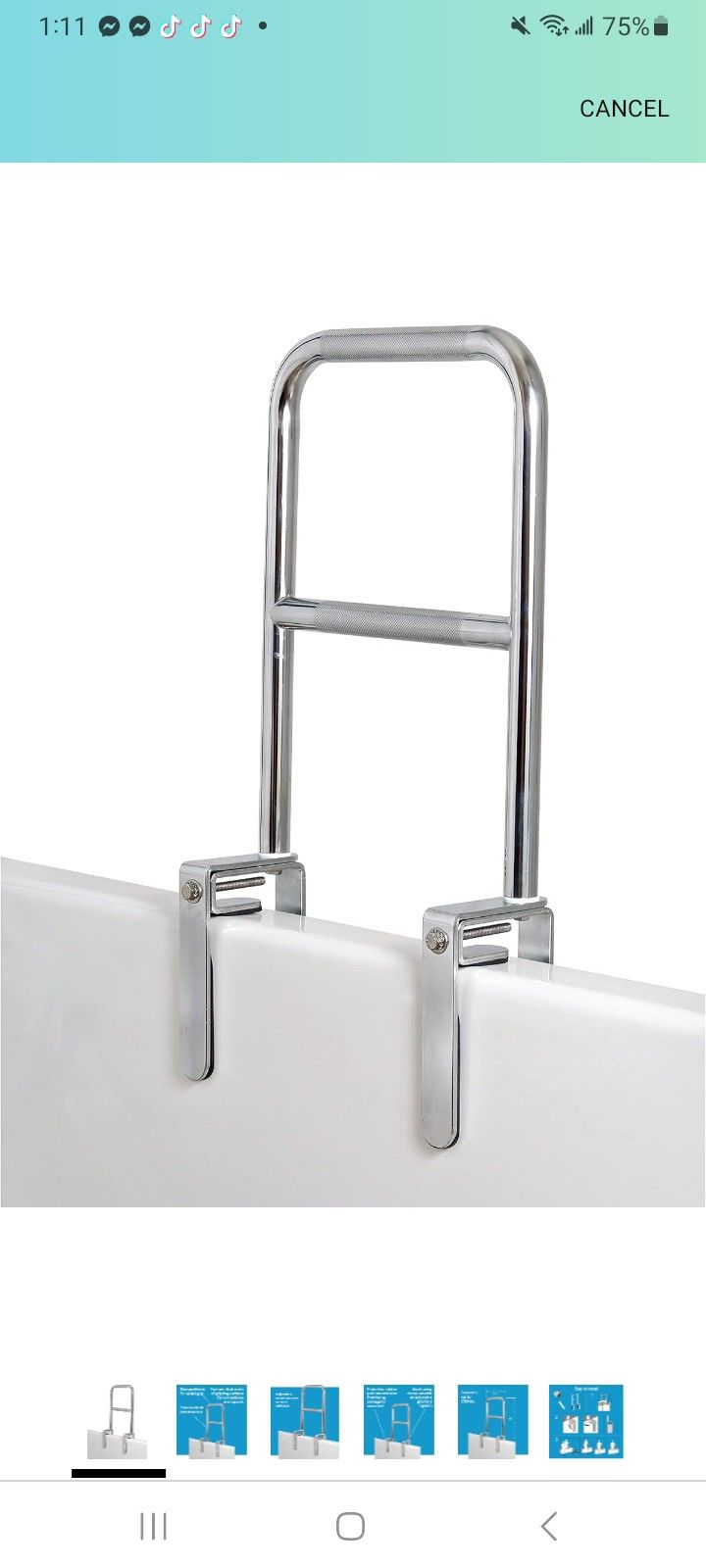 Bathtub Rail with Chrome Finish