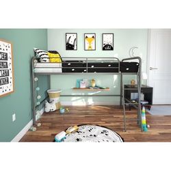 Dhp junior metal loft bed, twin size, multiple colors Silver - Twin
