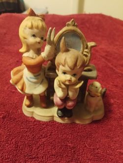 Vintage Lefton Girl Cutting Boys Hair