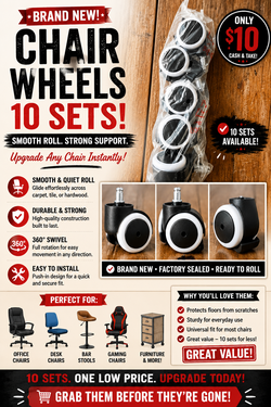 CHAIR WHEELS 10 SETS AVAILABLE