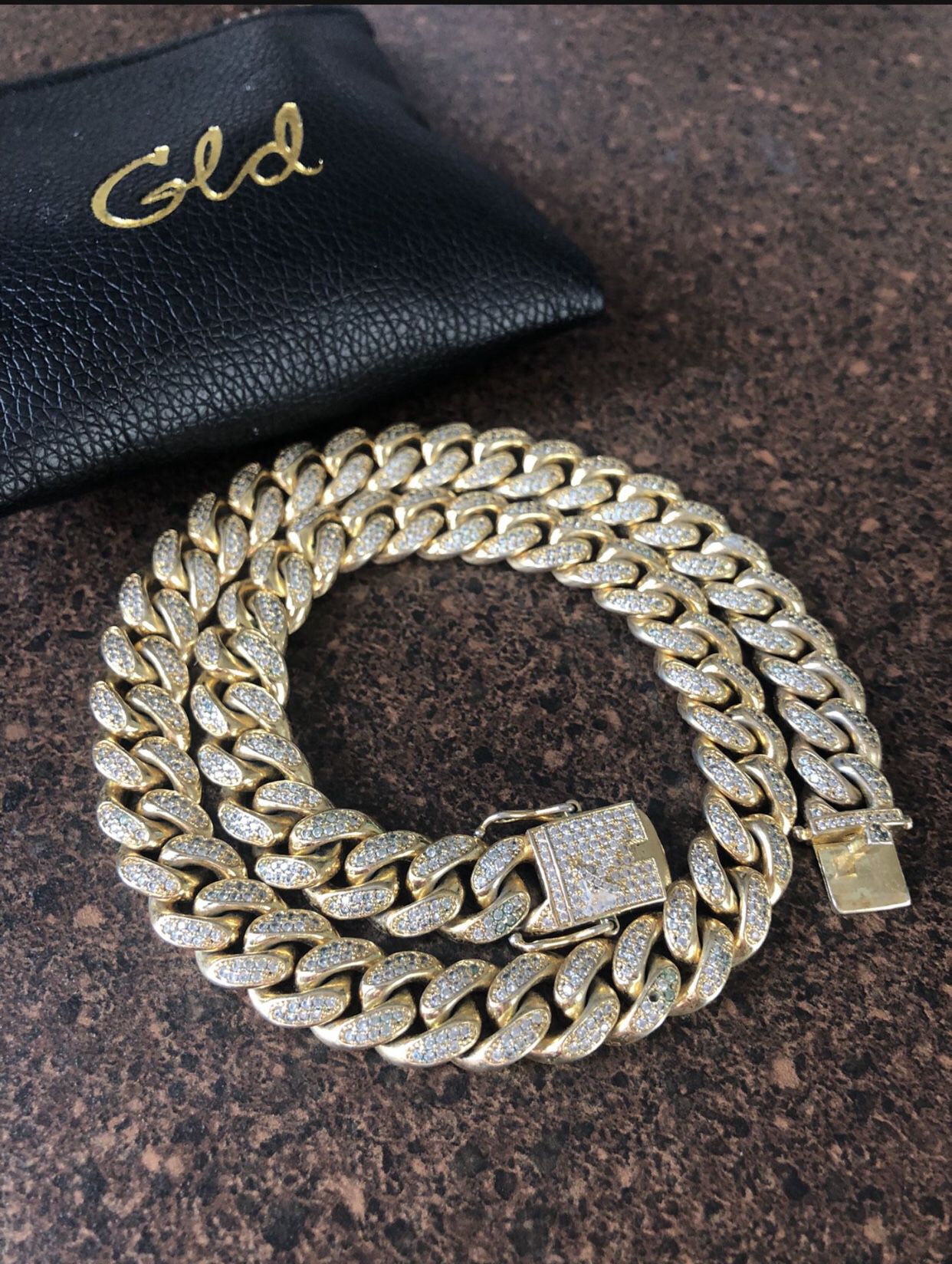 18” Shop GLD 18k Diamond Cuban Link Choker (10mm) Necklace in Yellow Gold