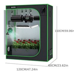 SULIVES Indoor Hydroponic Grow Tent, 600D Polyester Fabric with Metal Base & Top, Waterproof System, Movable Tray & Observation Window, Easy Setup